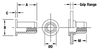 Flat Head Round Body Threaded Insert - Open End - Metric 2