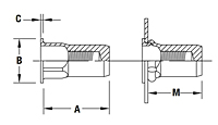 Flat Head Semihex Body Hex Counterbore Threaded Insert - Closed End - Metric 2