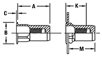 Half-Hex Shank Low-Profile Head Threaded Insert - Closed End - Metric 2
