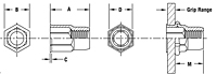 Half-Hex Shank Low-Profile Head Threaded Insert - Unified 2