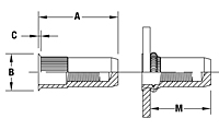 Thin Head Knurled Round Body Threaded Insert - Closed End - Metric 2