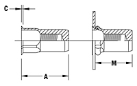 Thin Head Semihex Body Hex Counterbore Threaded Insert - Closed End - Metric 2