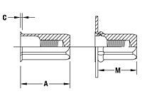 Thin Head Hex Body Round Counterbore Threaded Insert - Closed End - Metric 2