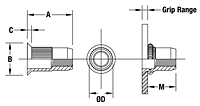 Countersunk Head Knurled Round Body Threaded Insert - Open End - Metric 2