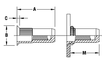 Countersunk Head Knurled Round Body Threaded Insert - Closed End - Metric 2