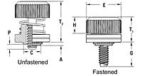Captive panel screw-Low profile knob, spring-loaded 2