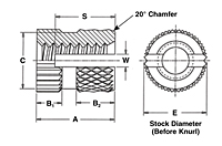 Press-in Threaded Inserts, Straight Knurl 2