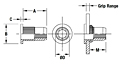 Flat Head Knurled Round Body Threaded Insert - Open End - Metric 2