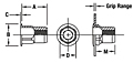 Half-Hex Shank Low-Profile Head Threaded Insert - Open End - Metric 2